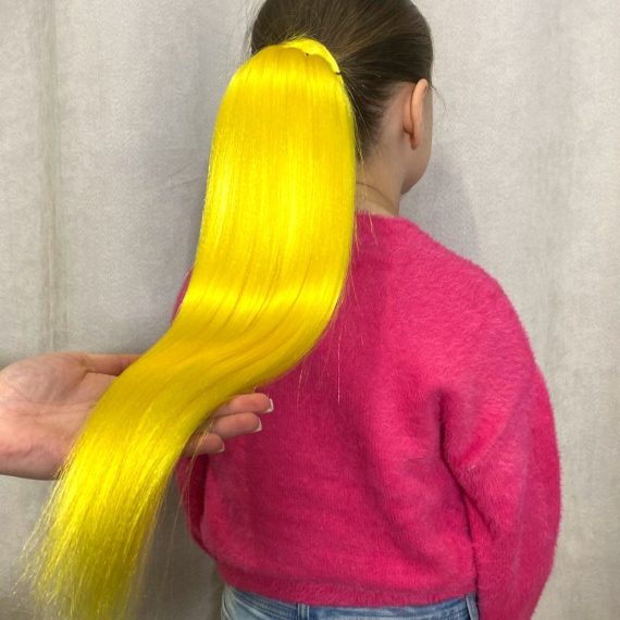 YELLOW Ponytail Extension On Elastic Band 14-28 INCH