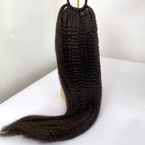 CHOCOLATE BRONZE Crimped Ponytail Extension On Elastic Band 18-22 INCH