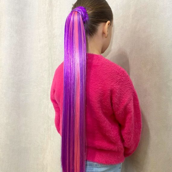 PINK/PURPLE Ponytail Extension On Elastic Band 14-28 INCH