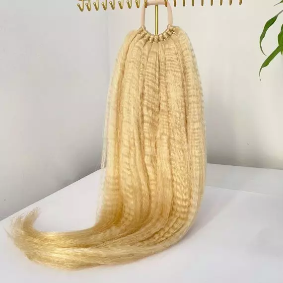 BLEACH BLONDE Crimped Ponytail Extension On Elastic Band 14-28 INCH