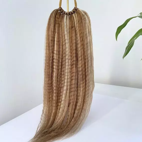 BRONDE HIGHLIGHTS Crimped Ponytail Extension On Elastic Band 18-22 INCH