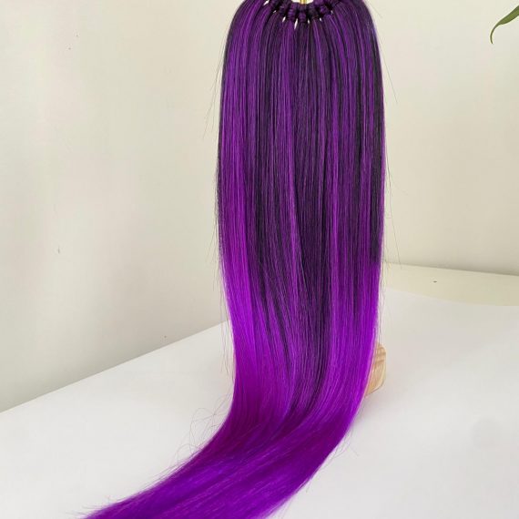 Purple-Black Ombre Ponytail Extension On Elastic Band 18-28 INCH