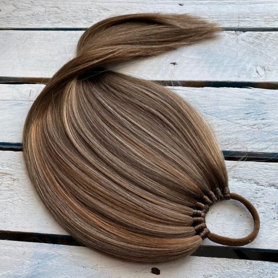 MIXED LIGHT BROWN Ponytail Extension On Elastic Band 14-28 INCH