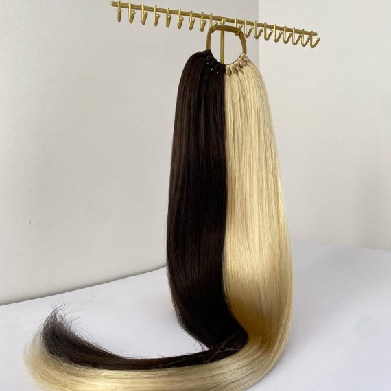 BROWN/BLONDE HALF Ombre Ponytail Extension On Elastic Band 14-28 INCH