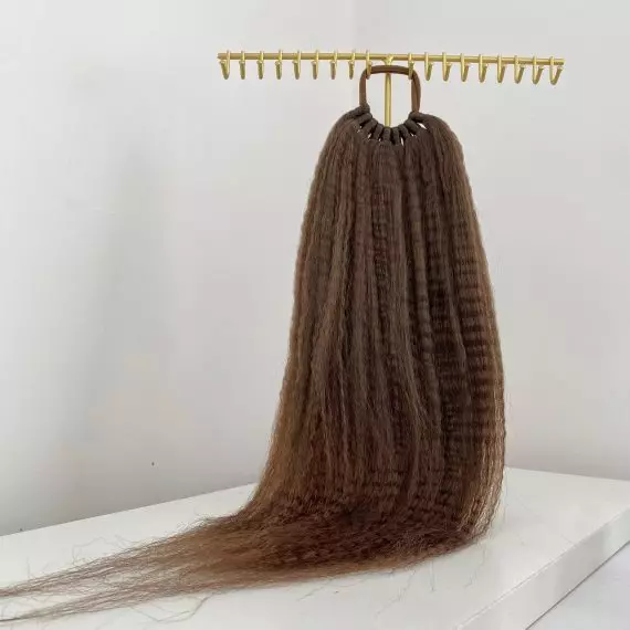 LIGHT BROWN Crimped Ponytail Extension On Elastic Band 18-22 INCH