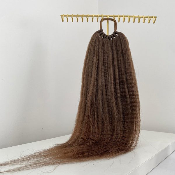 LIGHT BROWN Crimped Ponytail Extension On Elastic Band 18-22 INCH