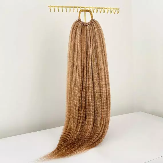 STRAWBERRY BLONDE Crimped Ponytail Extension On Elastic Band 18-22 INCH