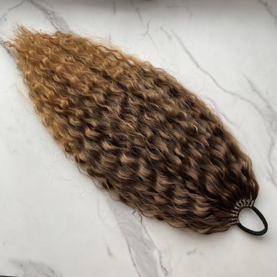 OMBRE GOLDEN BRONZE Curly Ponytail on elastic band 22inch
