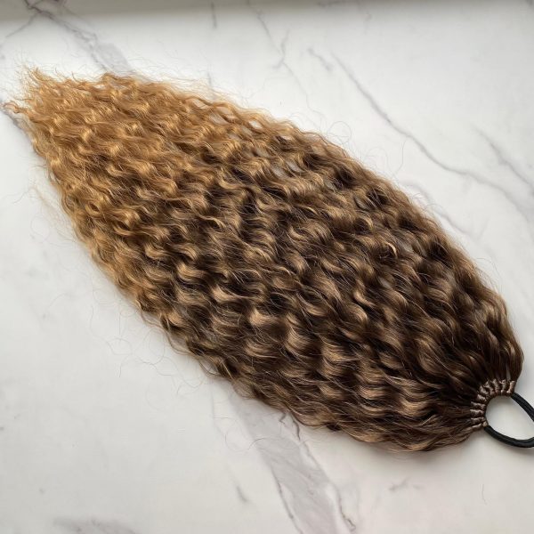 OMBRE GOLDEN BRONZE Curly Ponytail on elastic band 22inch - Image 4