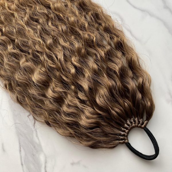 OMBRE GOLDEN BRONZE Curly Ponytail on elastic band 22inch - Image 5