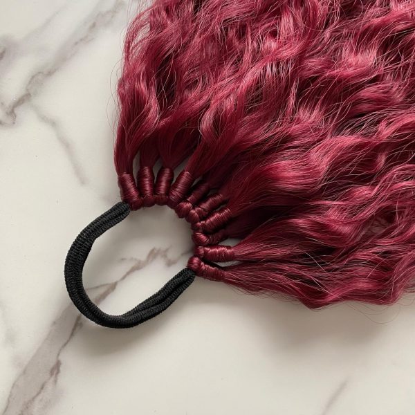 BURGUNDY Curly Ponytail on elastic band 22inch - Image 6