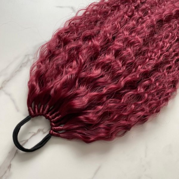 BURGUNDY Curly Ponytail on elastic band 22inch - Image 7