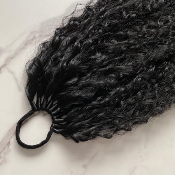 BLACK Curly Ponytail on elastic band 22inch - Image 3