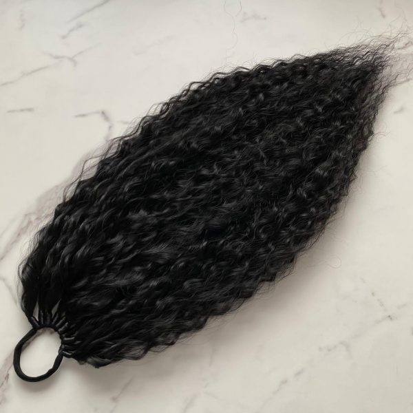 BLACK Curly Ponytail on elastic band 22inch - Image 6