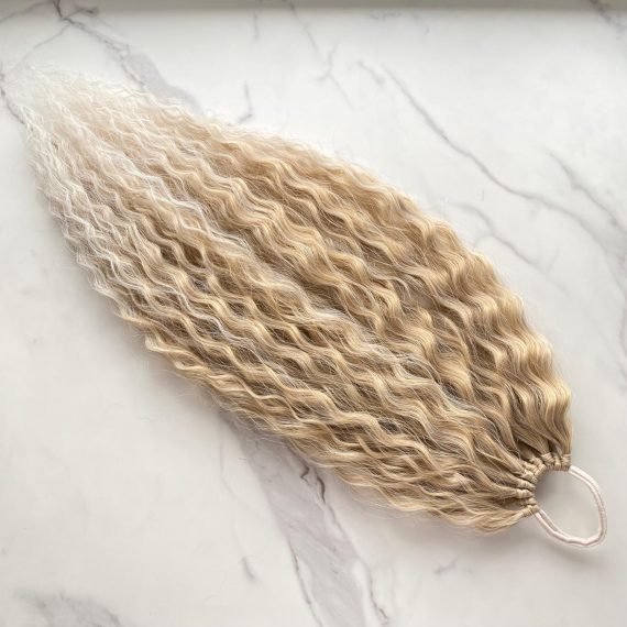 LIGHT OMBRE BLONDE Curly Ponytail on elastic band 22inch