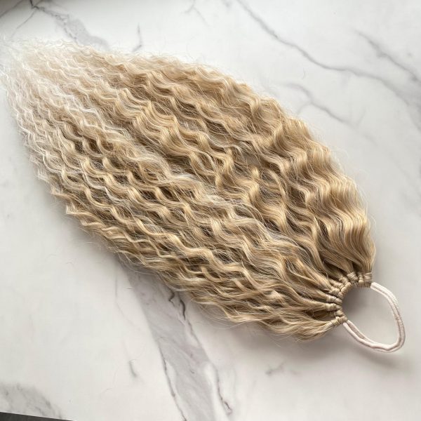LIGHT OMBRE BLONDE Curly Ponytail on elastic band 22inch - Image 7