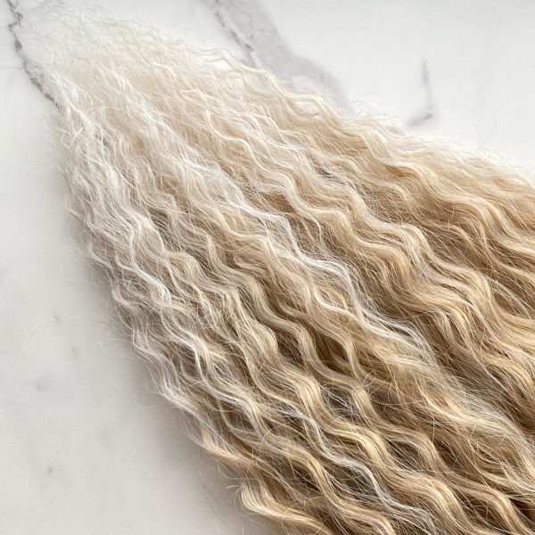 LIGHT OMBRE BLONDE Curly Ponytail on elastic band 22inch - Image 3
