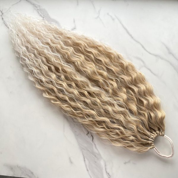 LIGHT OMBRE BLONDE Curly Ponytail on elastic band 22inch - Image 5