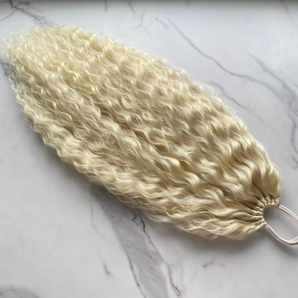 BLEACH BLONDE Curly Ponytail on elastic band 22inch - Image 5