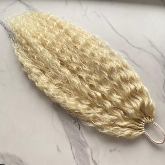 BLEACH BLONDE Curly Ponytail on elastic band 22inch