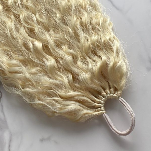 BLEACH BLONDE Curly Ponytail on elastic band 22inch - Image 3