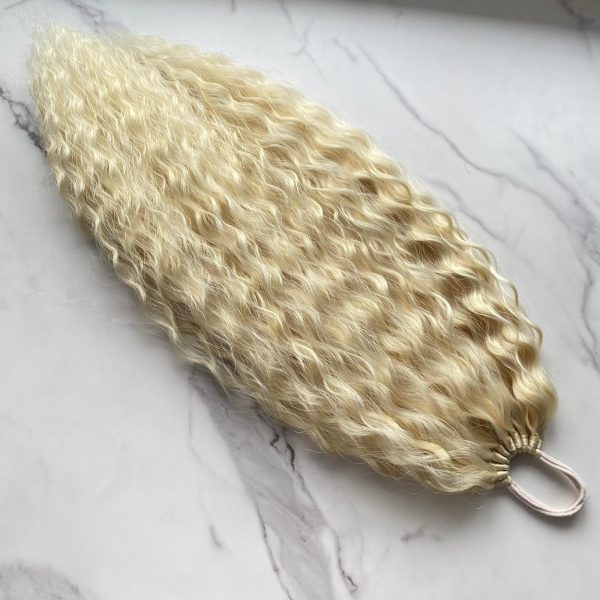 BLEACH BLONDE Curly Ponytail on elastic band 22inch - Image 7