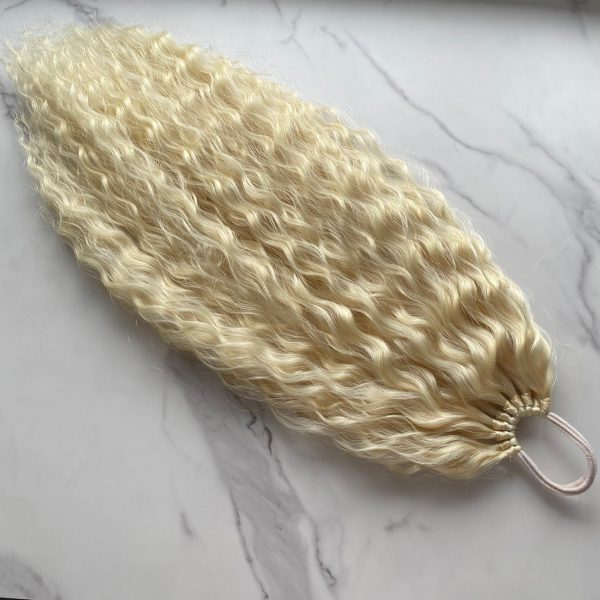 BLEACH BLONDE Curly Ponytail on elastic band 22inch - Image 8