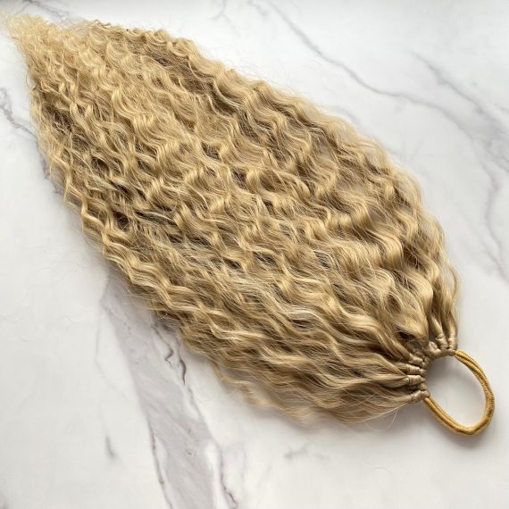 DARK BLONDE Curly Ponytail on elastic band 22inch