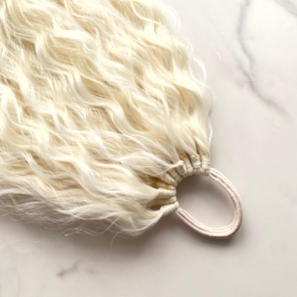 WHITE SNOW Curly Ponytail on elastic band 22inch - Image 7