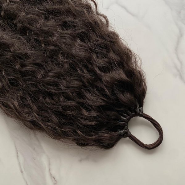 CHOCOLATE BROZNE Curly Ponytail on elastic band 22inch - Image 4
