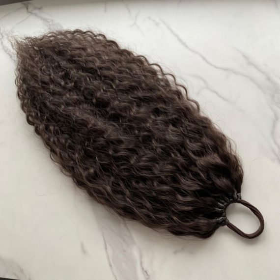 CHOCOLATE BROZNE Curly Ponytail on elastic band 22inch