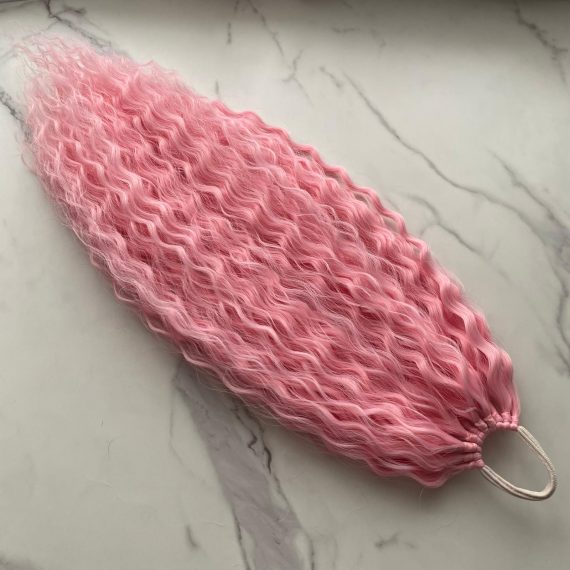 PINK Curly Ponytail on elastic band 22inch