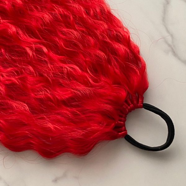 RED Curly Ponytail on elastic band 22inch - Image 3