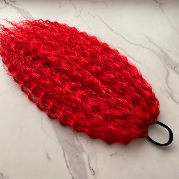RED Curly Ponytail on elastic band 22inch - Image 8