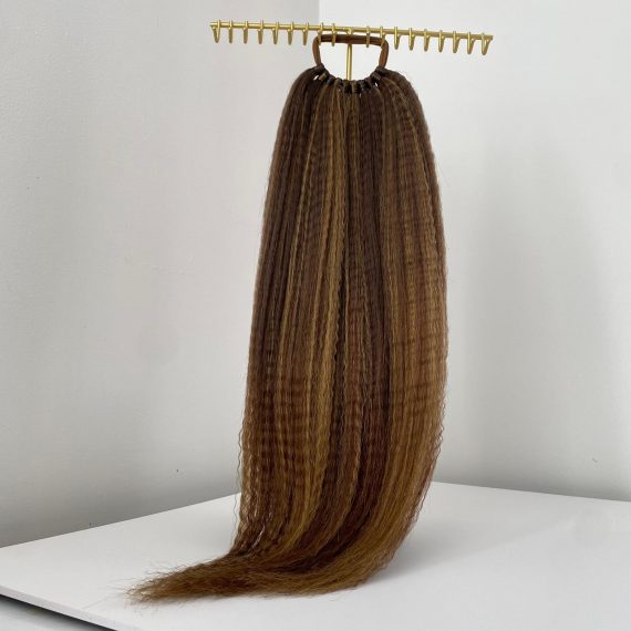 GOLDEN HIGHLIGHTS Crimped Ponytail Extension On Elastic Band 18-22 INCH
