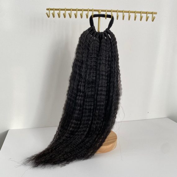 BROWN-BLACK Crimped Ponytail Extension On Elastic Band 18-22 INCH